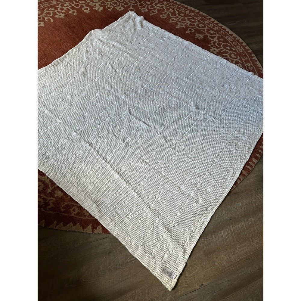West Elm White Textured Curtain‎ Organic Cotton 72 X 74"